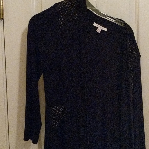 JM Collections, black nylon, cardigan. Med. - Picture 7 of 8